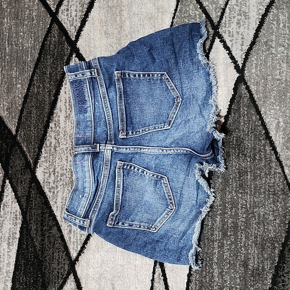 VINTAGE VS PINK HIGH-RISE RAW-EDGE DISTRESSED DENIM JEAN SHORTS